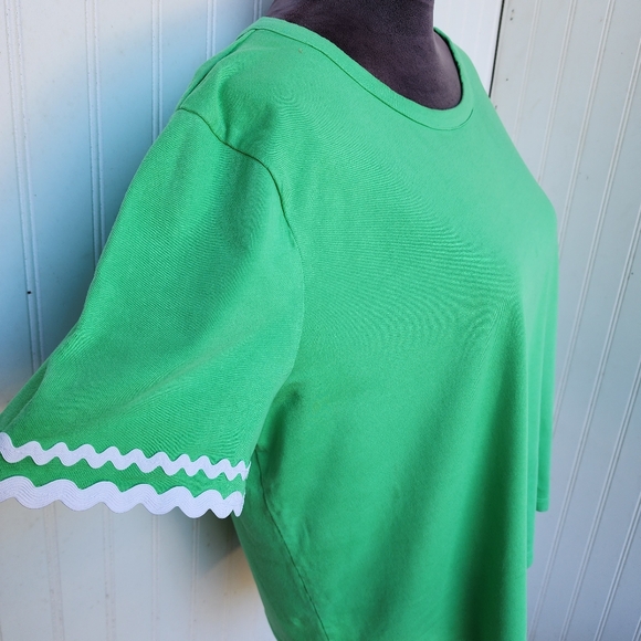 Lilly Pulitzer Women's Clairmont ZigZag Cropped Knit Top T-Shirt Green White XL - Picture 7 of 14